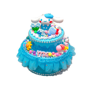 Boîte de rangement double couche en plastique, motif dessin animé mignon, style coréen, pour gâteaux et jouets, bac de rangement décoratif rond pour chambre à coucher - Product Image 2