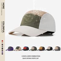 Gorra de 5 Paneles con Visera Plana, Lisa, sin Estampado, MOQ Bajo, para Deportes, Correr, Camping, Estilo Snapback, de Nailon, Impermeable