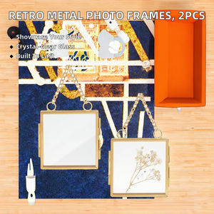 2 Piezas de Marcos de Fotos Metálicos Retro Duraderos, Vidrio Translúcido, Soporte Creativo para Exhibición de Flores y Plantas, Marco de Espejo Cuadrado DIY - Product Image 2