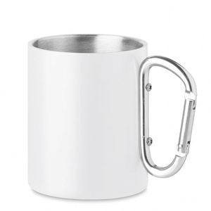 Gobelet réutilisable en acier inoxydable écologique de 300 ml avec poignée mousqueton, logo personnalisé, mug à café promotionnel - Product Image 3
