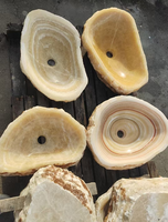 Évier de comptoir en marbre AQUARIUS AQ533 en onyx irrégulier, forme inclinée, pour lavabos de shampoing