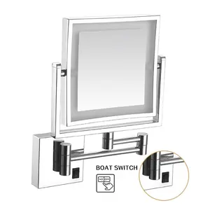 Pabrik KAIIY Cermin Dinding Kamar Mandi LED Terbaik Cermin Rias Pembesar Terpasang Di Dinding Dapat Disesuaikan