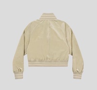 Blouson Bomber en Velours Haut de Gamme OEM ODM pour Homme, Col Côtelé Multi-Rayures, Manches Raglan, Veste de Sport Vierge pour Logo Brodé