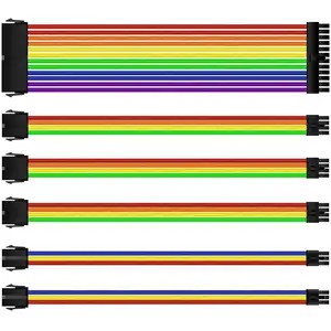 Braided ATX Power Supply braided sleeve cable for Nylon 18AWG cooler master 30cm psu extension cable kit-black/red