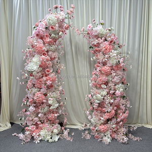 SMOOTH Luxury 6.56ft Height Horn Shape double side Flower Arch Red Rose Silk Flower Arch for Wedding <b>Backdrop</b> Stage Decor - Product Image 4