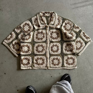 T-shirt pour homme DiZNEW 2025, motif crocheté, tricot à manches courtes, tissu de haute qualité, tissé à la main, t-shirt pour homme - Product Image 3