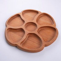 Plateau en bois rond de 30 cm à 7 compartiments pour servir les aliments secs, idéal pour les noix et les collations – Prix d'usine, vente en gros, personnalisable