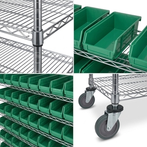 Étagère de <span class=keywords><strong>rangement</strong></span> mobile en métal avec bacs en plastique, chariot <span class=keywords><strong>utilitaire</strong></span> roulant pour garage, atelier, salle d'outils, organisateur de pièces - Product Image 2