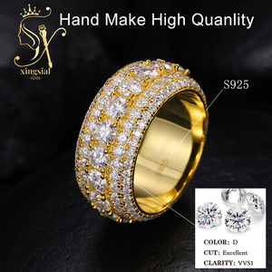 Xingsial 18K Gold Plated Diamond Jewelry <strong>Ring</strong> S925 Sterling <strong>Silver</strong> Moissanite Wedding Band <strong>Ring</strong> VVS D Color Diamond Cluster <strong>Ring</strong> - Product Image 4