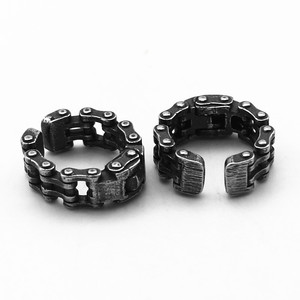 yunnique Cuff <b>Earrings</b> Motorcycle Chain Spring Clip Black Titanium Steel Unisex Retro Geometric Design For Couples Gift - Product Image 2
