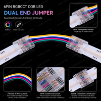Connecteur rapide sans soudure pour bande LED COB RGBCCT RGBCW 6 broches 12 mm, pour éclairage d'armoires RGB à blanc réglable