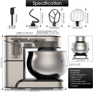 เครื่องผสมอาหารแบบมือถือ 3 in 1 กำลังไฟ 300 วัตต์ พร้อมขาตั้ง ตะกร้อตี และโถผสม สำหรับทำขนมปัง รับผลิตตามสั่งขายส่ง - Product Image 5