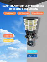Lampe solaire de rue et caméra, projecteur solaire LED extérieur avec caméra de sécurité CCTV extérieure à 360 degrés, 4G