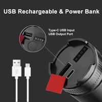 Lampe de poche tactique d'urgence 30W LED USB torche extérieure étanche lumineuse 15000 Lumens élevés Zoomable lampes de poche de panne de courant