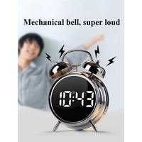 Reloj Despertador de Escritorio Moderno Multifuncional con Diseño Cuadrado, Funciona con Batería, con Pantalla Digital LED 3D de Doble Campana Extra Fuerte