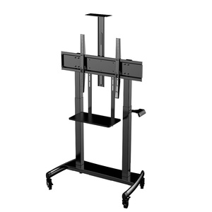 متدحرجة للأرضيات-55 بوصة في الهواء الطلق أسود متنقل ثقيل مسطح لوحة منحنية شاشة ارتفاع قابل للتعديل عربة تلفزيون - Product Image 5