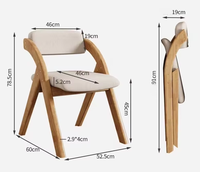 Chaise de salle à manger pliante en bois massif, légère et imperméable, de style scandinave, design personnalisé pour appartement et restaurant, vente en gros
