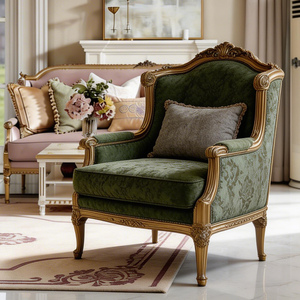 Elegante Juego de Muebles de Salón con Estructura de Madera Dorada, Sofá de Diseño Retro con Tela Cómoda, Sofá Inglés - Product Image 4