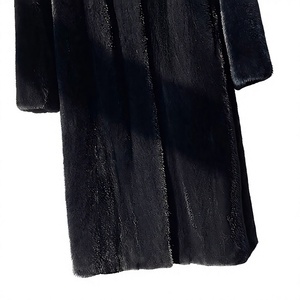 Manteau long en fourrure noire pour femme, manches longues, col à revers, devant ouvert, élégant, vêtement d'extérieur d'hiver, chaud, épais, couleur unie - Product Image 4