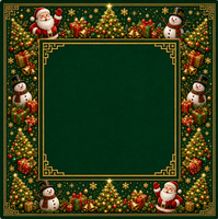 Tapis de Mahjong de Noël 31,5x31,5 pouces, thème classique vert, rouge et or pour les soirées de jeu en famille