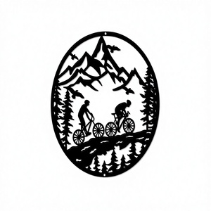 ของตกแต่งผนังโลหะแบบกำหนดเอง สไตล์ด้าน ภาพเงาจักรยานเสือภูเขา ดีไซน์อาร์ตเดโค ของตกแต่งติดผนังบ้าน ของขวัญวันเกิด วันครบรอบ - Product Image 1