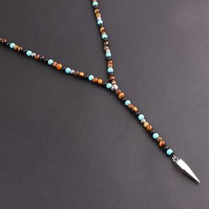 Classic Design in Pietra Naturale Della Pietra Preziosa <span class=keywords><strong>Perline</strong></span> 316L In Acciaio Inox Lunga Del Pendente Degli Uomini della <span class=keywords><strong>collana</strong></span> - Product Image 3