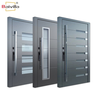 Puerta de Seguridad Inteligente para Entrada Exterior de Villa Personalizada, Cerradura Electrónica con Contraseña, Entrada Principal de Aluminio y Vidrio, Prevención de Incendios