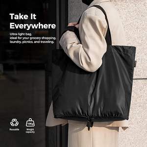 Sac fourre-tout léger et pliable, résistant à l'eau, sac d'épicerie pliable, sac de courses réutilisable en nylon - Product Image 2