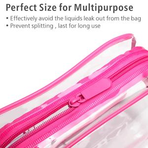 Water-resistant <b>Clear</b> Makeup Bag <b>Clear</b> Travel Bags for Toiletries Matte <b>Rose</b> Red - Product Image 4