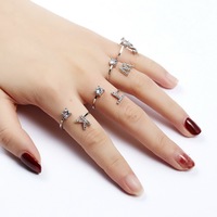 Bijoux à la mode, bague en laiton créative en strass, plaqué or, 26 initiales, lettre, bagues ouvertes pour femmes