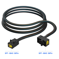 Câble tressé en cuivre pur 180 SFF-8643 vers 90 SFF-8643 Mini-SAS HD 12 Gbit/s pour serveur informatique, RAID, HBA, stockage NAS