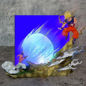 Statua Luminosa di <span class=keywords><strong>Dragon</strong></span> <span class=keywords><strong>Ball</strong></span> <span class=keywords><strong>Z</strong></span> Majin Buu Contro <span class=keywords><strong>Goku</strong></span> Super Saiyan 21cm in PVC Figurina da Collezione Decorazione Anime per Collezionisti - Product Image 2