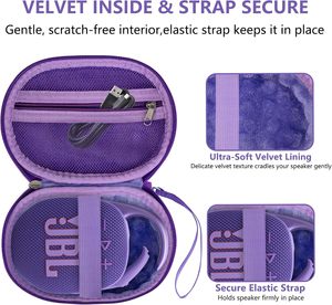Estuche rígido portátil de EVA para <span class=keywords><strong>JBL</strong></span> Clip5 y <span class=keywords><strong>Clip4</strong></span>, estuche de transporte para altavoz Bluetooth mini con correa para el hogar, exteriores y viajes (morado) - Product Image 5