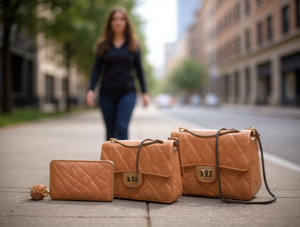 Set di borsa a tracolla e portafoglio da donna in tre pezzi in microfibra, pelle sintetica, guscio morbido, tasche multiple, uso quotidiano, tutte le stagioni - Product Image 2