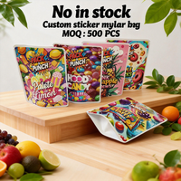 Pochette personnalisée imprimée en gravure pour autocollants, sac Mylar 3,5g avec fermeture éclair CR, emballage alimentaire étanche à l'humidité et anti-fuite pour snacks, vente au détail
