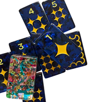 Panel Mahjong Amerika Modern Motif Naga Bintang Biru Berkilauan dengan 160 Buah Ubin Akrilik Berukir dan Alasnya