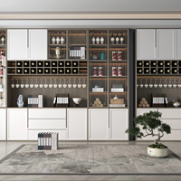 Meuble à vin en bois moderne sur mesure, stable et assemblé pour salon, avec étagères de rangement et présentoir à bouteilles