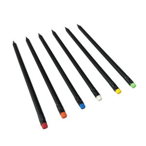 Crayons en bois HB personnalisés de haute qualité, crayons de couleur avec embout noir, gomme colorée - Product Image 2