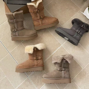 Bottes d'hiver en peau de mouton Sampo avec semelles épaisses et talons hauts, bottes en coton rembourrées pour femmes, bottes longues pour femmes - Product Image 3