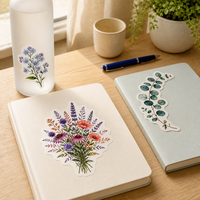 Lot d'autocollants mats découpés sur mesure à thème floral botanique, motif couronne, feuille, plante, pour boîte cadeau, enveloppe, journal, carnet, scrapbook, ordinateur portable
