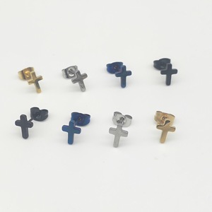 Cross <b>Stud</b> <b>Earrings</b> Stainless Steel Simple Geometric Design For Men And Women Fashion Jewelry - Product Image 1
