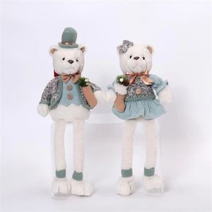 Ensemble de 2 ours en peluche adorables à pattes tombantes, doux, pour décorations de fêtes et cadeaux - Product Image 3