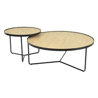 Petite table basse ovale en noyer, style antique, en travertin et béton, avec miroir, pour salon, style moderne