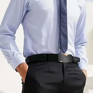 Ceinture en PU de luxe pour homme avec boucle, couleur unie, pour l'aventure en plein air, idéale comme cadeau pour papa - Product Image 3