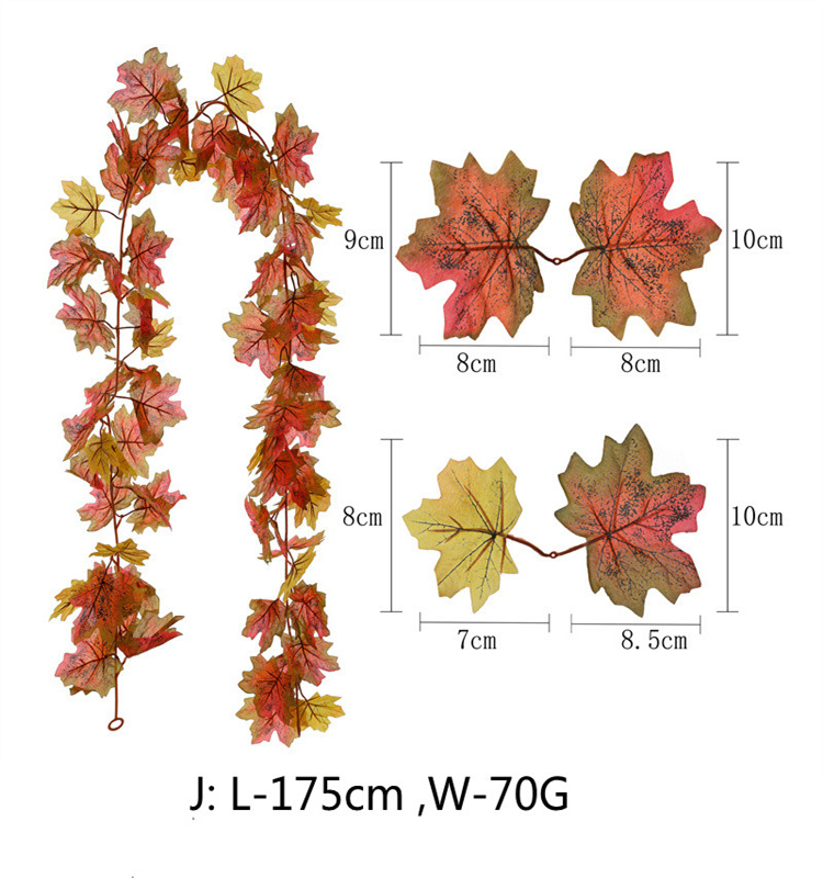 Artificial Autumn Fall Maple Leaves Garland  for Thanksgiving  Home Decoration