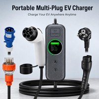 Station de recharge portable pour véhicules électriques 3,35 kW 16A Prise CEE16 16A Câble de 5 m Multi-adaptateur IP65 Écran couleur