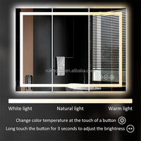 Miroir de salle de bain intelligent rectangulaire mural Bluetooth, anti-buée, éco-responsable, éclairage LED moderne, tactile, pour hôtel, Nouvel An