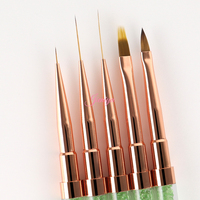 Private Label Nail Supplies Vert Strass Poignée Double Extrémité UV Gel Liner Brosse Poudre Acrylique Nail Art Ensemble de Pinceaux