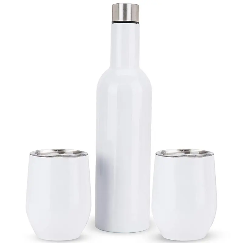 Best Gift 750ml Insulated Stainless Steel Wine Bottle and 12oz Wine Tumbler Sets with Box