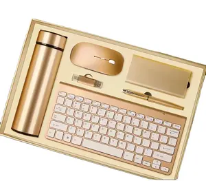 Office Notebook Gift Set Vacuum Cup USB Pen Power Bank Keyboard Mouse 6 IN 1 Sets High End Corporate Personalized Gift